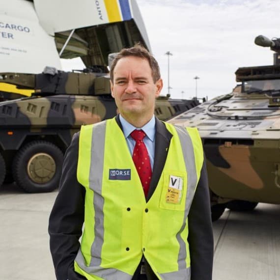 Gary Stewart at Melbourne Airport receiving the BOXER CRVs
