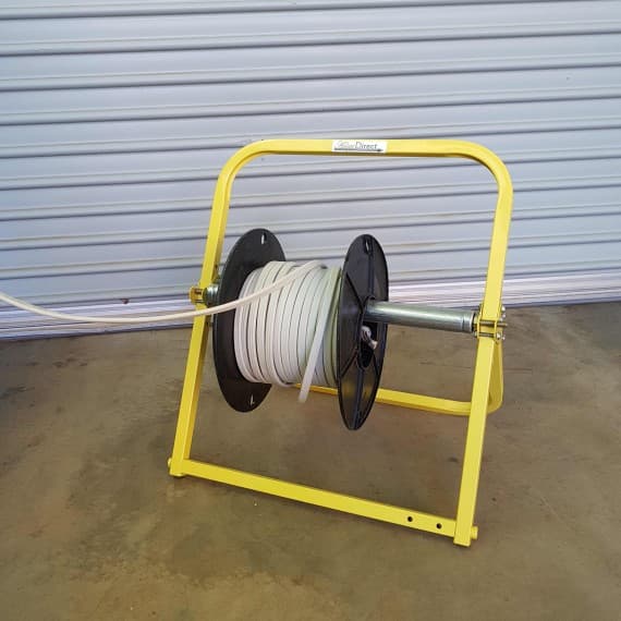 LIGHTWEIGHT CABLE REEL STAND IS EASILY PORTABLE