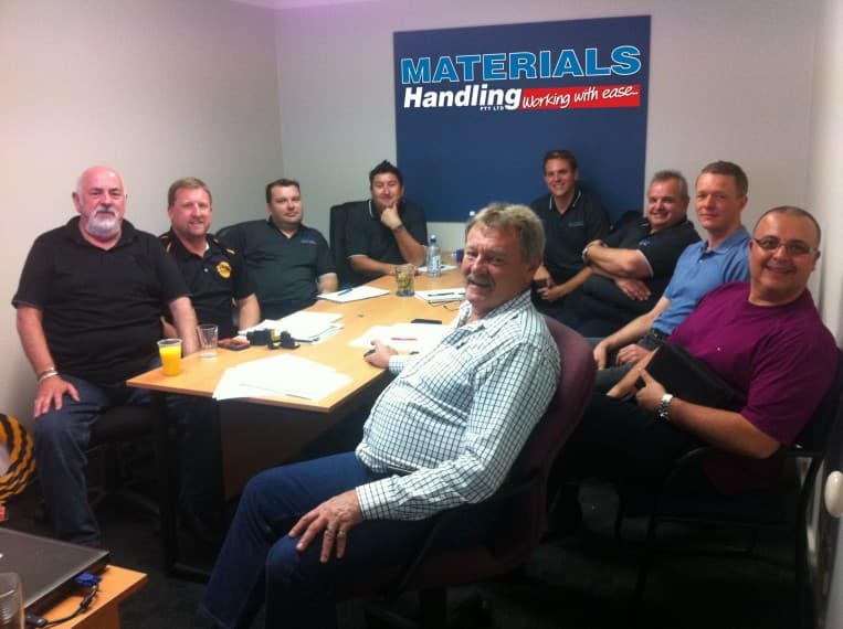 Focus on safety … John Brittain (centre) with his national sales team