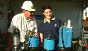 Aussie Pumps' Monica Lennox explains the new Tsurumi submersible pump range to Ken Sutcliffe