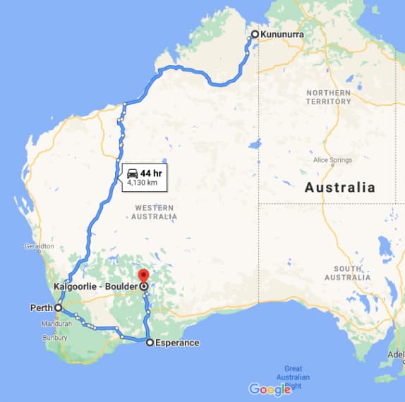The charging network will run from Kununurra in the north to the state capital Perth, then down to Esperance in the south and to Kalgoorlie in the east – some 4,130 kilometres total.