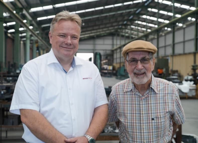 Ron Smyth, Group Manager Director at Wood Tech (left); Col Rogers, 91-year-old founder of Rogers Industries (right)